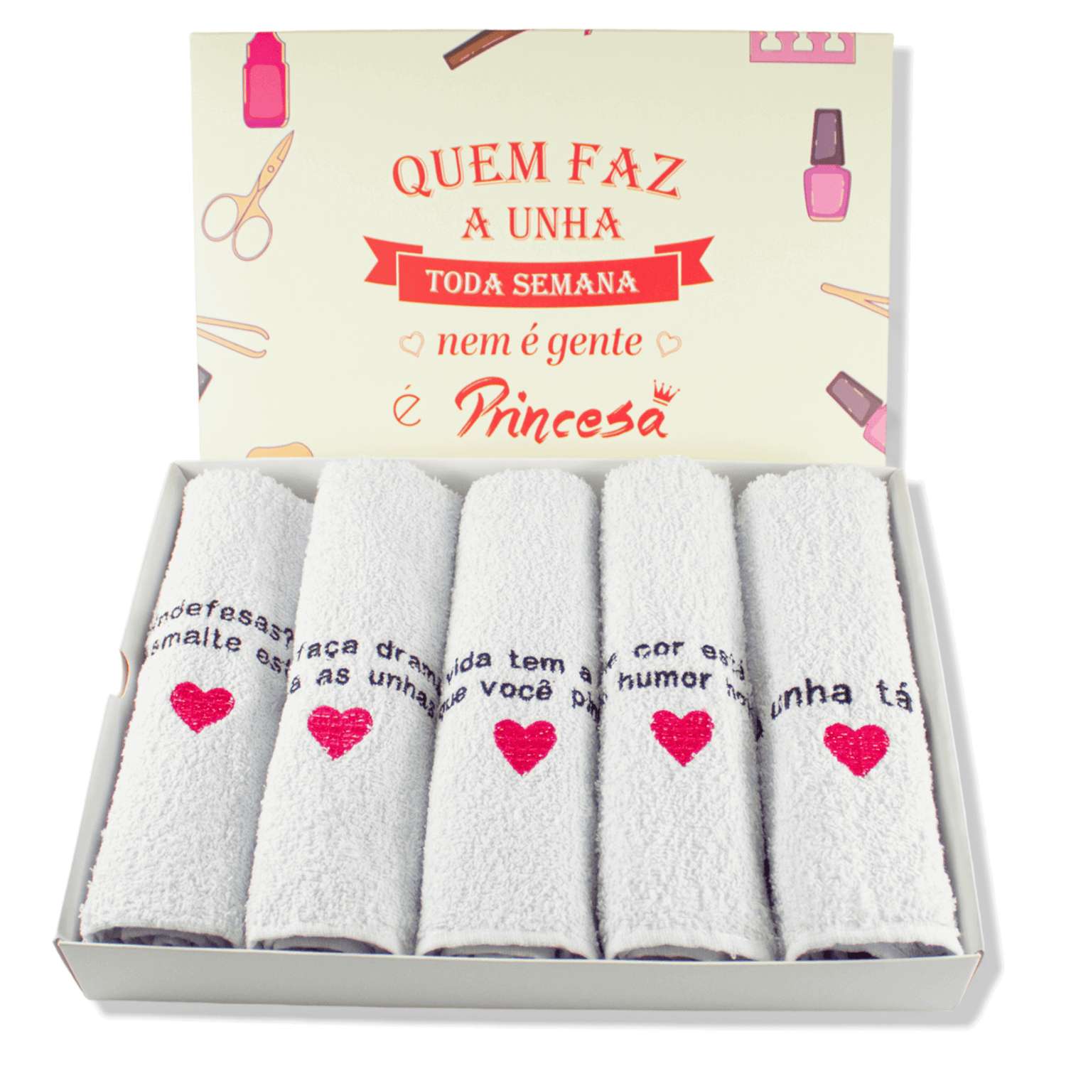 Curtidas - 12 Toalhas com Frases para Manicures - 28x45cm
