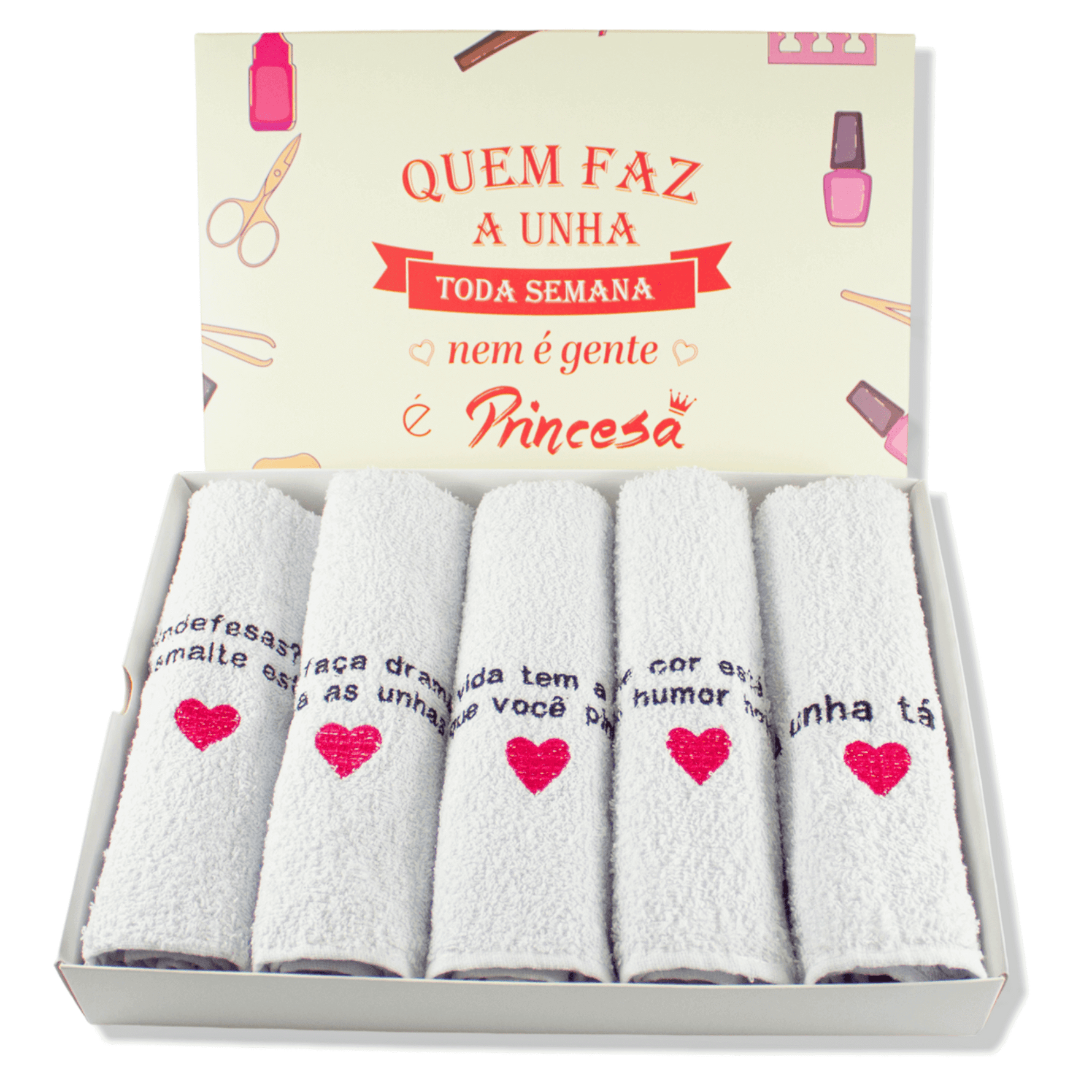 Curtidas - 12 Toalhas com Frases para Manicures - 28x45cm